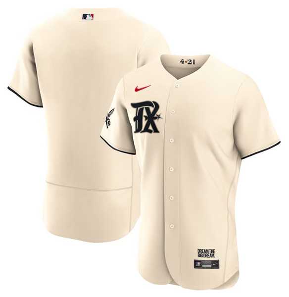 Mens Texas Rangers Blank Cream 2023 City Connect Flex Base Stitched Baseball Jersey Dzhi->texas rangers->MLB Jersey